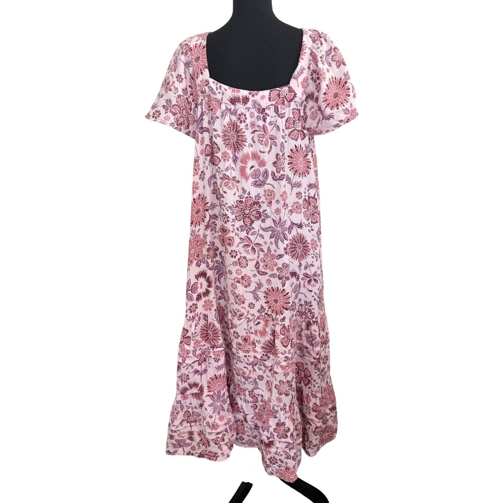 Sonoma Womens Cottagecore Pink Floral Cotton Gauze Tiered Maxi Dress XXL Boho